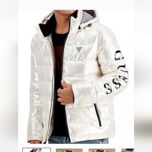 Guess Men's Off-White Puffer Jacket